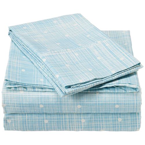  CELINE LINEN Celine Linen Luxury Silky Soft Coziest 1500 Thread Count Egyptian Quality 4-Piece Bed Sheet Set |Polka Dot Pattern| Wrinkle Free, 100% Hypoallergenic, Queen, Aqua