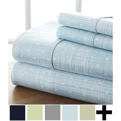  CELINE LINEN Celine Linen Luxury Silky Soft Coziest 1500 Thread Count Egyptian Quality 4-Piece Bed Sheet Set |Polka Dot Pattern| Wrinkle Free, 100% Hypoallergenic, Queen, Aqua