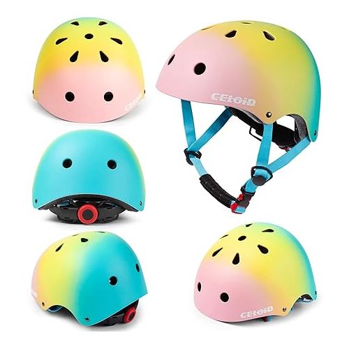  Kids Bike Helmet,Toddler Skateboard Helmets for Ages 2-3-5-8-14 Years Boys Girls，Adjustable Multi-Sport Bicycle Skateboarding Football Roller Skating Scooter Rollerblade Balance Bike Helmet