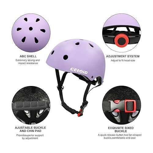  Kids Bike Skateboard Helmet Pad Set,Toddler Cyling Protective Gear Knee & Elbow Pads Wrist Guards for 5-8-10-12-14-16 Years Girls Boys Bicycle Scooter Roller Skate Inline Skating Rollerblading