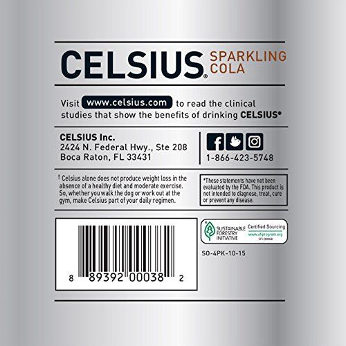  [아마존 핫딜]  [아마존핫딜]CELSIUS Sparkling Cola Fitness Drink, ZERO Sugar, 12oz. Slim Can 4-Packs, 24 Cans Total