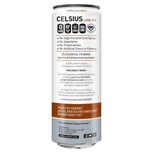  [아마존 핫딜]  [아마존핫딜]CELSIUS Sparkling Cola Fitness Drink, ZERO Sugar, 12oz. Slim Can 4-Packs, 24 Cans Total