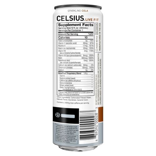  [아마존 핫딜]  [아마존핫딜]CELSIUS Sparkling Cola Fitness Drink, ZERO Sugar, 12oz. Slim Can 4-Packs, 24 Cans Total