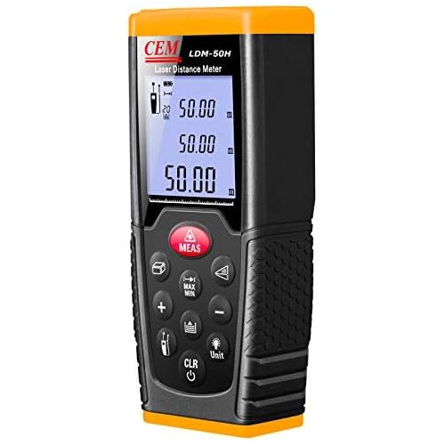  CEM LDM-100H 330ft 100m Outdoor Laser Distance Meter Laser Tape Measure with LCD Backlight,Pythagorean Mode, Measure Distance, Area and Volume,Battery Included (330ft100m)