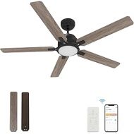 CEME 52“ Indoor & Outdoor Ceiling Fan With Light, Low Profile Smart Ceiling Fan With 10 Speeds, Silent DC Motor, Farmhouse Ceiling Fan Compatible with Alexa, Siri, Google & Smart App, B