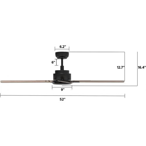  CEME 52“ Indoor & Outdoor Ceiling Fan With Light, Low Profile Smart Ceiling Fan With 10 Speeds, Silent DC Motor, Farmhouse Ceiling Fan Compatible with Alexa, Siri, Google & Smart App, B