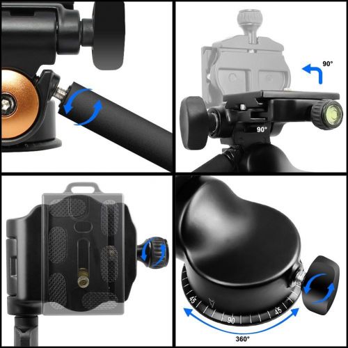  Pro Video Tripod Monopod Ball Head,CENDA 3-way Fluid Head Rocker Arm with Quick Release Plate for Digital Camera Tripod