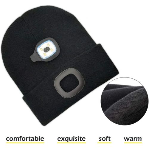  CENSGO Unisex Beanie Hat with Light, USB Rechargeable LED Headlamp Beanie, Gifts for Dad Father Men Husband Warm Knitted Cap