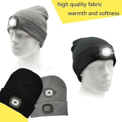  CENSGO Unisex Beanie Hat with Light, USB Rechargeable LED Headlamp Beanie, Gifts for Dad Father Men Husband Warm Knitted Cap
