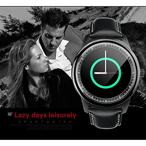  CEStore Bluetooth 4.0 Waterproof IP67 Round Full HD IPS Screen Smart Watch Fitness Tracker with Pedometer, Sedentary Reminder, Siri Voice Control, Remote Camera for IOS Android Sma