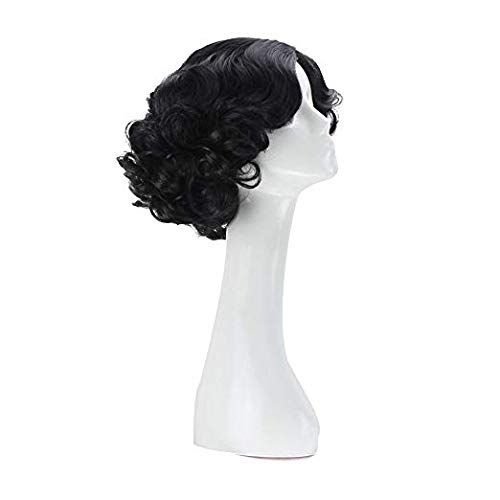  CEXIN Cexin Women‘s Princess Snow White Black Short Curly Cosplay Wig with Cap Halloween Costume Wigs Anime Party Accessory