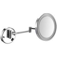 CFJKN 5X Magnification LED Lighted Makeup Mirror, Double Sided Wall Mount Vanity Mirror Extendable, Nickel Brushed,Nickel_Charging