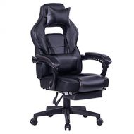 CGH Massage Reclining Gaming Chair - Ergonomic High-Back Racing Computer Desk Office Chair with Retractable Footrest and Adjustable Lumbar Cushion (Color : Black)