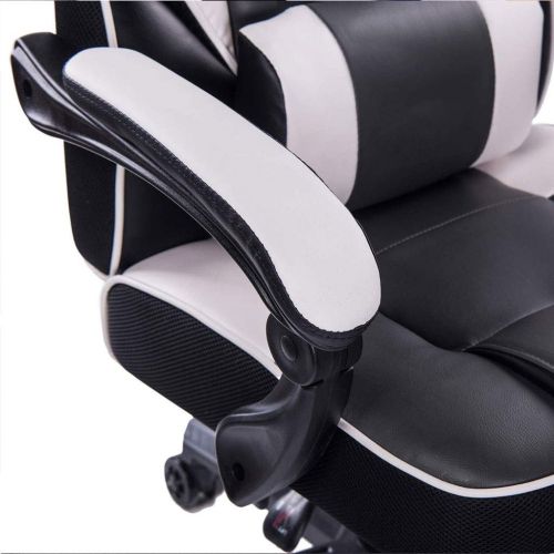  CGH Massage Reclining Gaming Chair - Ergonomic High-Back Racing Computer Desk Office Chair with Retractable Footrest and Adjustable Lumbar Cushion (Color : Black)