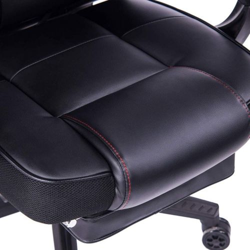  CGH Massage Reclining Gaming Chair - Ergonomic High-Back Racing Computer Desk Office Chair with Retractable Footrest and Adjustable Lumbar Cushion (Color : Black)