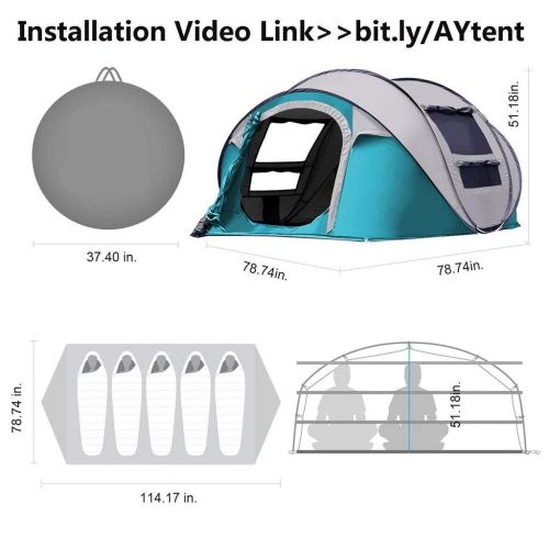  CGH Tents 3-4 Person/Man Instant Pop Up Easy Quick Setup, Ventilated [2 Door] [Mesh Window] Waterproof 4 Season Big Family Privacy Dome Tent Shelter for Backpacking Picnic Travel