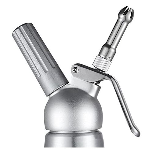  CGOLDENWALL Professional Whipped Cream Dispenser Cream Whipper Gourmet Culinary Whipped Cream Maker 3 Decorating Nozzles Cleaning Brush and Instruction Manual Included (Stainless Steel 500ml/1pint)