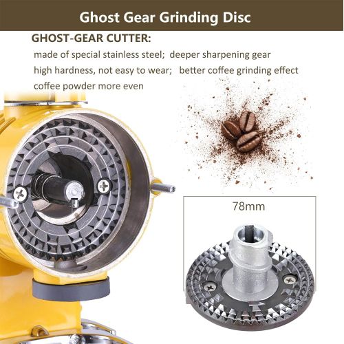  CGOLDENWALL Electric Coffee Grinder Coffee Mill Machine Automatic Burr Coffee Bean Grinder Coffee Bean Powder Grinding Machine 10 Levels Thickness Adjustable (Yellow)