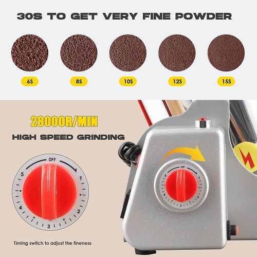  [아마존베스트]CGOLDENWALL 400g High-Speed Grain Grinder Mill Stainless Steel Family Medicial Cereal Grain Mill Machine Spice Herb Grinder Pulverizer 110V 1800W Gift for Mom, Wife