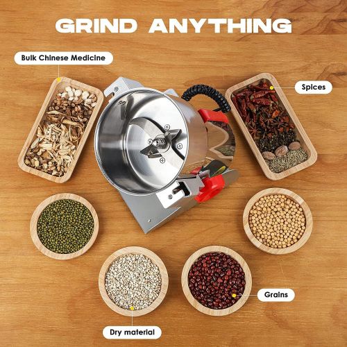  [아마존베스트]CGOLDENWALL 400g High-Speed Grain Grinder Mill Stainless Steel Family Medicial Cereal Grain Mill Machine Spice Herb Grinder Pulverizer 110V 1800W Gift for Mom, Wife