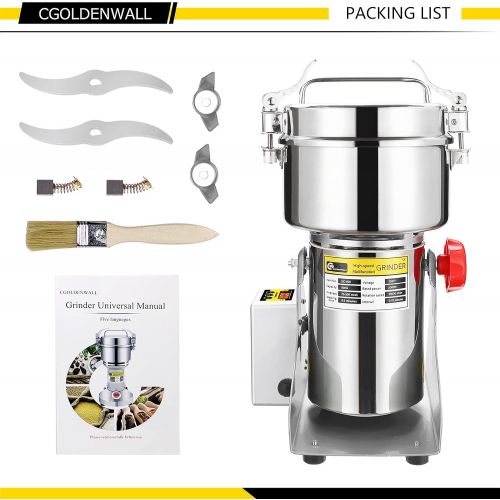  [아마존베스트]CGOLDENWALL LED Display 2500g Commercial Electric Grain Grinder Mill Ultra-fine Powder Grinding Machine Chinese medicine Spice Herb Grinder Pulverizer Food Grade Stainless Steel CE