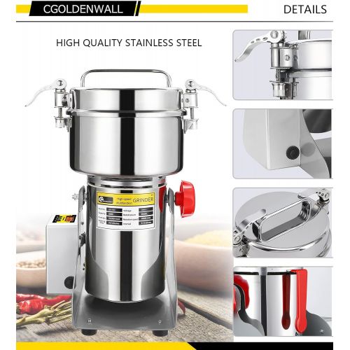  [아마존베스트]CGOLDENWALL LED Display 2500g Commercial Electric Grain Grinder Mill Ultra-fine Powder Grinding Machine Chinese medicine Spice Herb Grinder Pulverizer Food Grade Stainless Steel CE