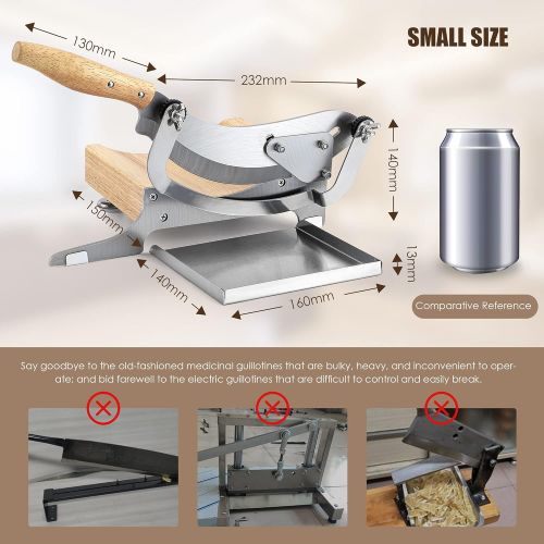  CGOLDENWALL Chinese Medicine Slicer Manual Radiused Biltong Slicer, with Magnetic Stainless Steel Tray, for Chinese Herbs, Biltong, Beef Jerky, Hard Fruits and Vegetables, Nougat