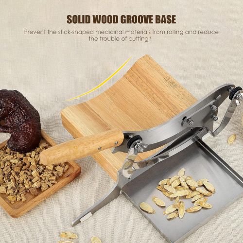  CGOLDENWALL Chinese Medicine Slicer Manual Radiused Biltong Slicer, with Magnetic Stainless Steel Tray, for Chinese Herbs, Biltong, Beef Jerky, Hard Fruits and Vegetables, Nougat