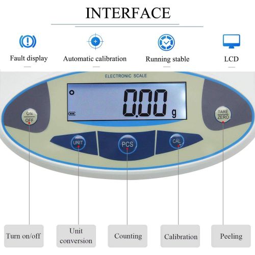  CGOLDENWALL High precision analytical electronic balance laboratory jewelry scalesprecision gold scalesClark scales kitchen precision weighing electronic scales 0.1g Pan size: 180 140mm (10kg,