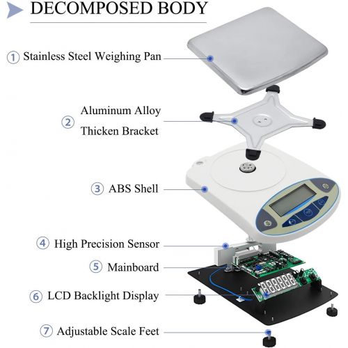  CGOLDENWALL High precision analytical electronic balance laboratory jewelry scalesprecision gold scalesClark scales kitchen precision weighing electronic scales 0.1g Pan size: 180 140mm (10kg,