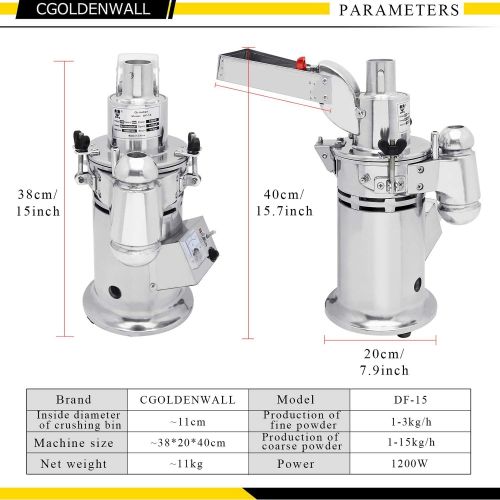  CGOLDENWALL Automatic Continuous Hammer Feeding Herb Grinder Herb Mill Pulverizer iOS Approved 15kgh 110V220V