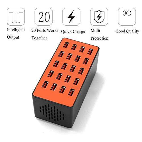  CGOLDENWALL Portable USB Smart Charger USB Output 5V High Power Fast Charging Station 20 Ports USB Hub Universal for Tablet Laptop Smartphone Camera