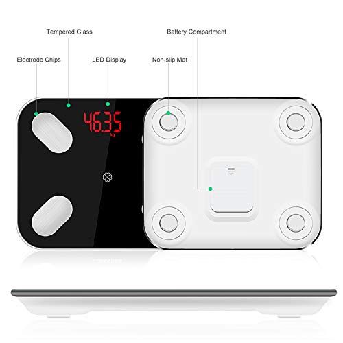  CGOLDENWALL Bluetooth Body Fat Scale Digital Bathroom Weight Scale Body Composition Analyzer with iOS and Android APP for Body Weight, Fat, Water, BMI, BMR, Muscle Mass (White)