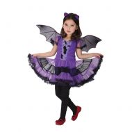 CH&Q Kids Halloween Cosplay Costume Girls Purple Bat Princess Costume Children Party Dress