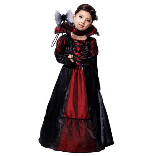  CH&Q Children Halloween Costume Kids Girls Royal Vampire/Evil Queen Costume Princess Party Fancy Dress