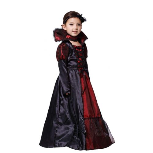  CH&Q Children Halloween Costume Kids Girls Royal Vampire/Evil Queen Costume Princess Party Fancy Dress