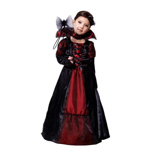  CH&Q Children Halloween Costume Kids Girls Royal Vampire/Evil Queen Costume Princess Party Fancy Dress