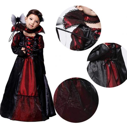  CH&Q Children Halloween Costume Kids Girls Royal Vampire/Evil Queen Costume Princess Party Fancy Dress