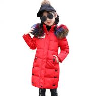 CH&Q Kids Girls Long Winter Duck Down Jackets Cute Cartoon Hooded Coat Warm Outerwear Snowsuit