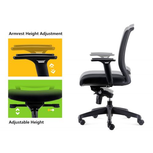  CHAIRLIN Chairlin Ergonomic Office Chair with Arms Mid Back Task Chair Conference Chair Black