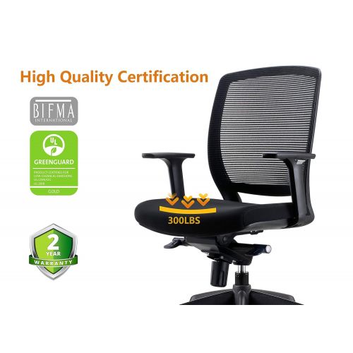  CHAIRLIN Chairlin Ergonomic Office Chair with Arms Mid Back Task Chair Conference Chair Black