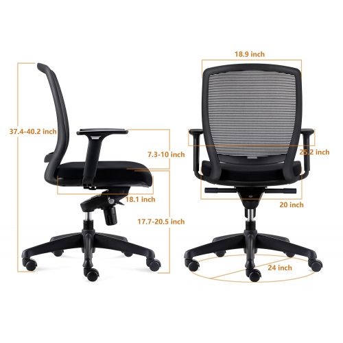  CHAIRLIN Chairlin Ergonomic Office Chair with Arms Mid Back Task Chair Conference Chair Black