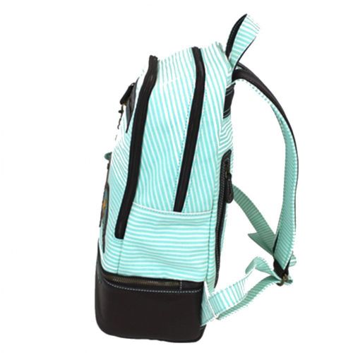  CHALA Chala Backpack Style Purse Striped with detachable Key Chain Fob Charm (Teal Stripe)