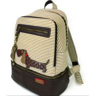 CHALA Chala Backpack Style Purse Striped with detachable Key Chain Fob Charm (Black Stripe)