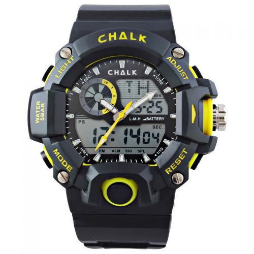  CHALK Velocity Lutescent V Men ft s 52mm Extreme Yellow Sports Watch - Black