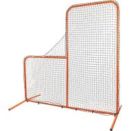 CHAMPRO Brute Pitcher’s Safety Steel Frame Protective L-Screen, Baseball/Softball Batting Cage Net, 7’ x 7’, ORANGE