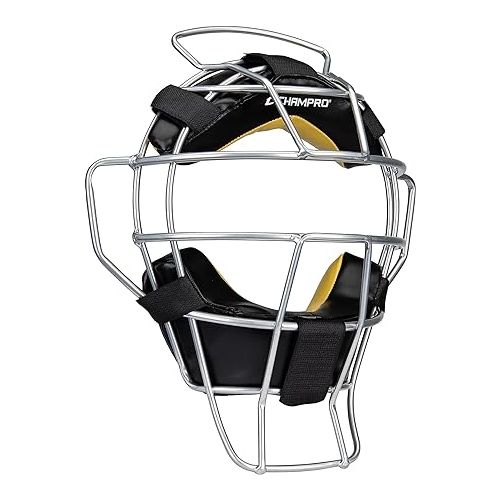  CHAMPRO 18oz. Lightweight Baseball/Softball Adult Umpire Face Mask with Bio-FreshTreatment,Silver