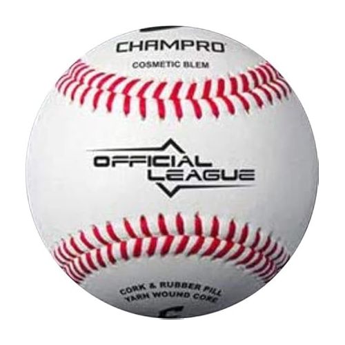  CHAMPRO CBB-200D Full Grain Leather Cover Baseballs with Cosmetic Blem in a Black Bucket - 30 Balls and one Rods Can Sleeve Included