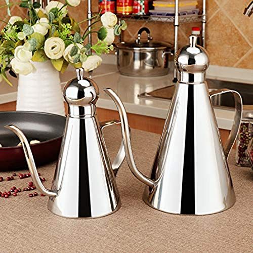  CHANMOL Oil Bottle Stainless Steel Oil Dispenser Oil Can,Oil Control Pot European Kitchen Creative Cone Soy Sauce Vinegar Bottle (17 oz/500ML)