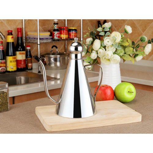  CHANMOL Oil Bottle Stainless Steel Oil Dispenser Oil Can,Oil Control Pot European Kitchen Creative Cone Soy Sauce Vinegar Bottle (17 oz/500ML)